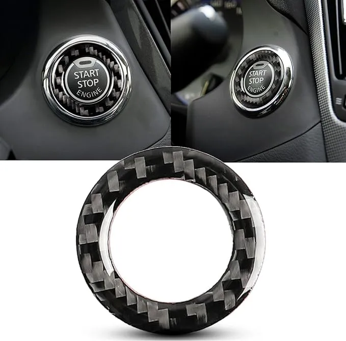 Xotic Tech Carbon Fiber Style Engine Start Stop Push Button Ring Cover Ignition ...