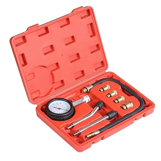 Jack Boss Compression Tester 8pcs Engine Cylinder Pressure Gauge Test Kit with Portable Storage Case, Range of 0-300 Psi, Fits for Universal Automotive Cars and Motorcycles