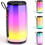 D21-Portable Bluetooth Speaker, Wireless Waterproof Speaker with Colorful Lights, Support TWS/TF Card/USB/AUX, Loud HD Stereo Sound, Robust Bass, Lightweight for Party/Outdoor/Camping