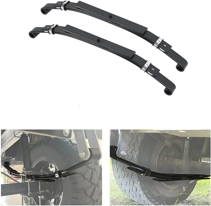 KUAFU Rear Leaf Springs Compatible with Club Car DS Golf Cart 1981-Up Heavy Duty 3 Leafs with Bushings and Sleeves/Set of 2