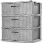 Sterilite 3 Drawer Weave Tower Plastic, Cement