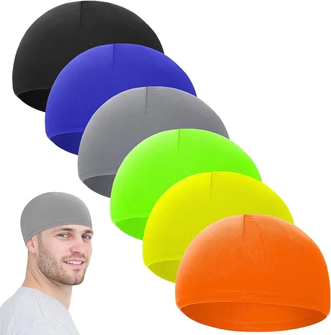 6 Pcs Men Cooling Skull Cap Helmet Liner Sweat Wicking Beanie Head Wrap Bicycle Cycling Running Hat