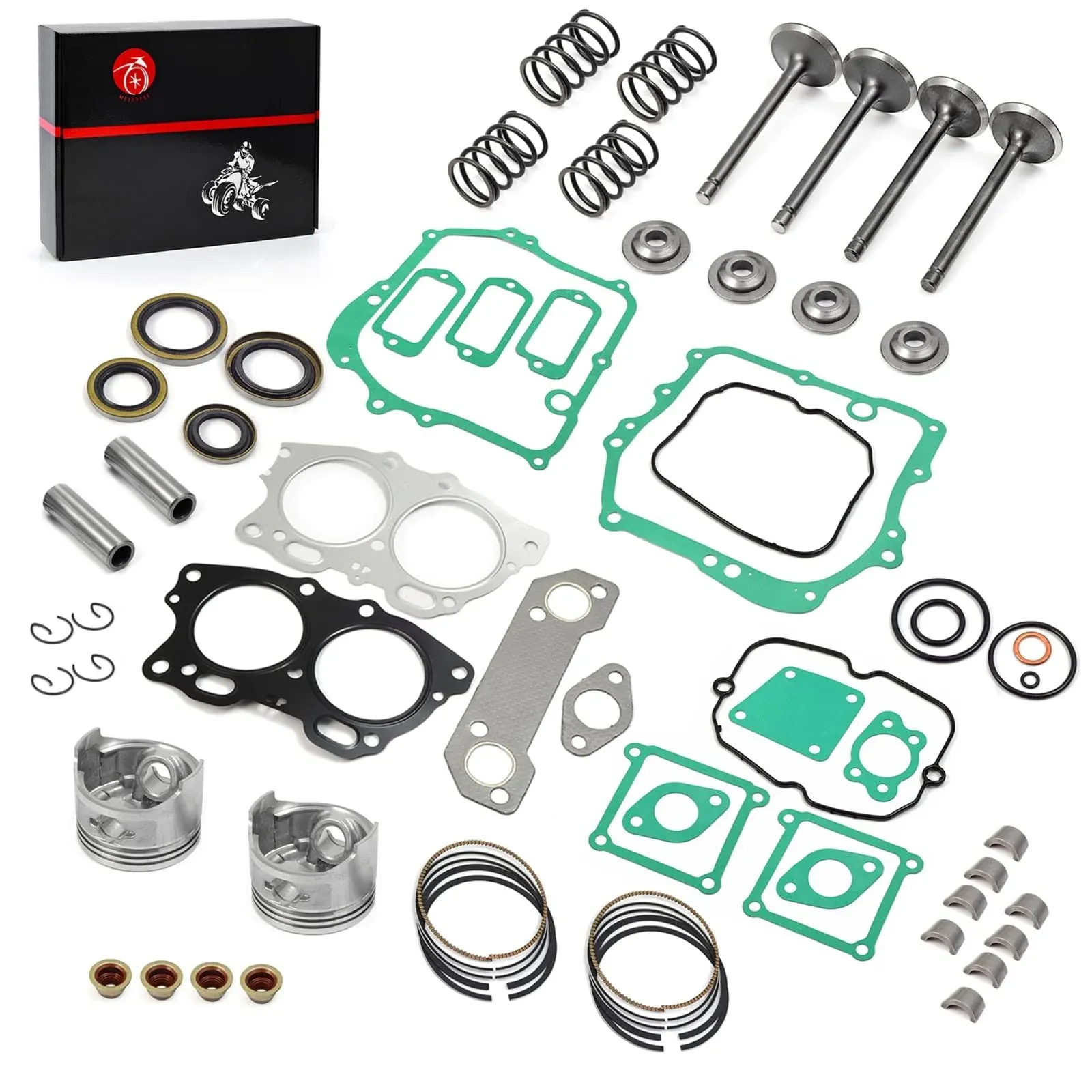 Piston & Ring Oversize 0.25mm & Gasket Seal & Exhaust Intake Valve Rebuild Kit for EZGO 4 Cycle Gas Golf Cart Fuji Robin 295cc EH29C MCI Engine 1991-2002