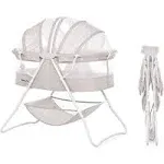 Dream On Me Karley Bassinet in Pink, Lightweight Portable Baby Bassinet, Quick Fold and Easy to Carry, Adjustable Double Canopy, Indoor and Outdoor Bassinet with Large Storage Basket.