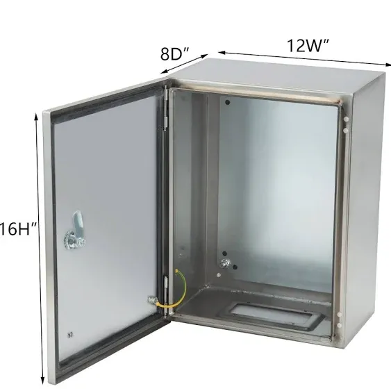 Stainless Steel Electrical Enclosures 16”Hx12”Wx8”D NEMA 4X Electrical Box w ...