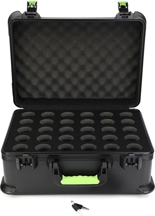 Shure by Gator Molded Microphone Case w/Drops for (30) Wired Mics and TSA Friendly Latches; (SH-MICCASE-30)