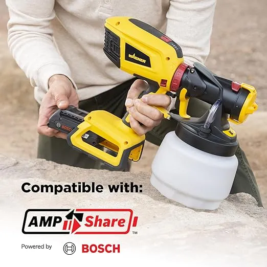 Wagner Spraytech 2454976 FLEXiO 3550 18V Cordless Handheld HVLP Paint Sprayer, Sprays Most Unthinned Latex, Includes Two Nozzles and Two Batteries, Complete Adjustability