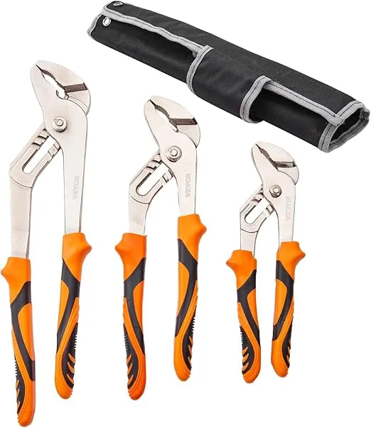 VEVOR 3-Piece Groove Joint Pliers Set, 12/10/8 inch, Heat-Treated High Carbon Steel Water Pump Pliers, Button Quick Adjustable Pliers for Home Repair, Gripping, Nuts, Bolts, Pipes, Fittings