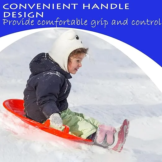 Slippery Racer Heavy-Duty Cold Resistant Downhill Pro Plastic Outdoor Winter Saucer Disc Snow Sled with Handles.
