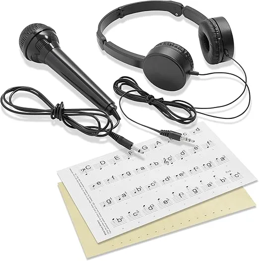 Ashthorpe 61-Key Digital Electronic Keyboard Piano, Portable Beginner Kit with Headphones, Mic and Keynote Stickers