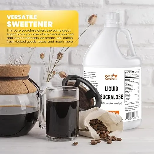 Concentrated Liquid Sucralose Sweetener, 25% Concentrated Sugar Alternative, 1 Gallon. Bulk for Drinks, Food, and Pastries, Zero Calories and No Carbs (1- Pack)