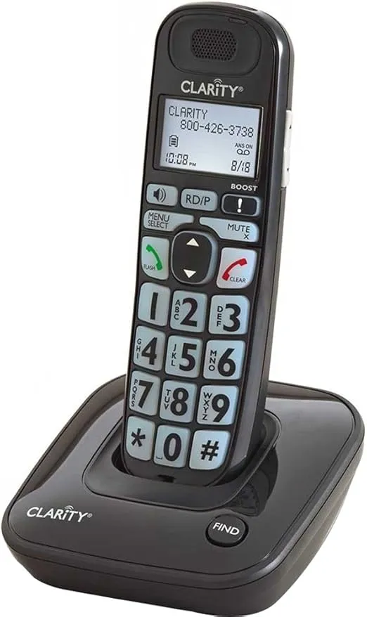 Clarity Dect 6.0 Amplified Low Vision Cordless Phone with CID Display D703,Black