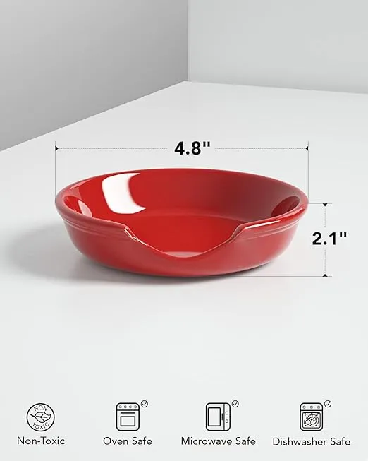 LE TAUCI Ceramic Spoon Rest, 4.8 Inch Spoon Rest for Stove Top, Spoon Holder for Kitchen Counter, Coffee Spoon rest, Utensil Rest for Cooking, Red