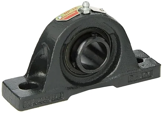 Sealmaster NP-16 Pillow Block Ball Bearing, Non-Expansion Type, Normal-Duty, Regreasable, Setscrew Locking Collar, Felt Seals, Cast Iron Housing, 1" Bore, 1-7/16" Base to Center Height, 4-1/8" Bolt Hole Spacing Width