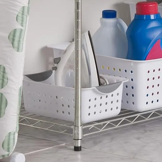 Sterilite 24-Pack Plastic Ultra Basket Storage Bins, Small Organizing Box, White