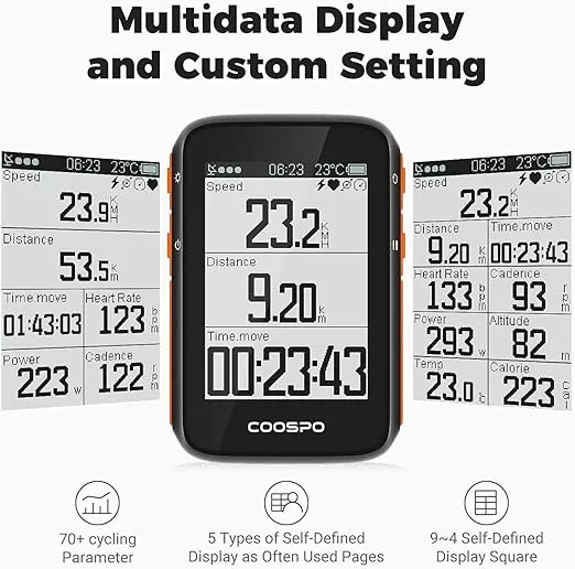 COOSPO Bike Computer Wireless GPS, Bike Speedometer with Auto Backlight, Bluetooth ANT Cycling GPS Computer, Bicycle Computer BC200 with Waterproof, Compatible with CooSporide app