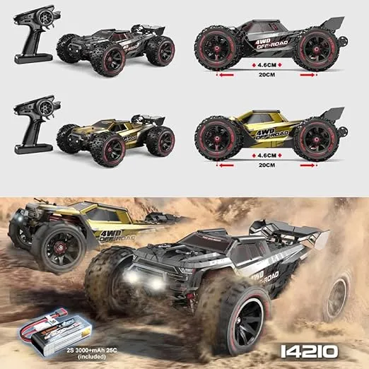 MJX Hyper Go 14210 High-Speed 55kmh Offroad RC Car for Adults 4WD with 2 Shells, Brushless RC Truck 4X4 Electric Powered