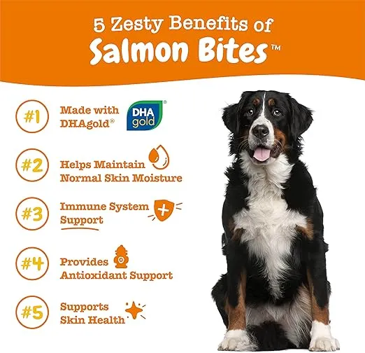 Zesty Paws Salmon Bites for Dogs - Omega 3 Fish Oil for Dogs Chews - Dog Allergy Relief Chews - Fish Oil for Dogs Joints - Itch Relief for Dogs - Dog Supplement for Arthritis - 250ct - Salmon Flavor