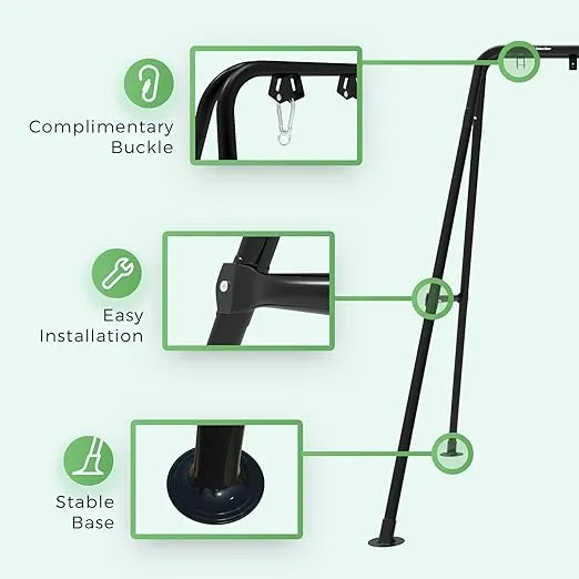 G TALECO GEAR Hammock Chair Stand,Heavy-Duty Steel Hammock Stand,300LBS Multi-Use Swing Stand for Outdoor Indoor，Hammock Chair not Include (Black)