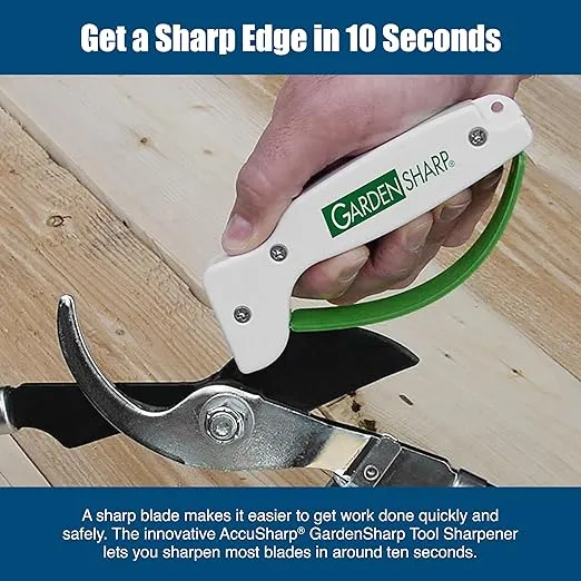 AccuSharp Garden Tool Sharpener, Diamond-Honed Tungsten Carbide Blades, Restores, Repairs, Sharpens & Hones Lawnmower Blades, Secateurs, Limb Loppers, Hoes, Shovels, and Scythes