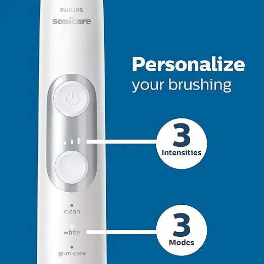 Philips Sonicare ProtectiveClean 6100 Whitening Rechargeable electric toothbrush with pressure sensor and intensity settings, White HX6877/21