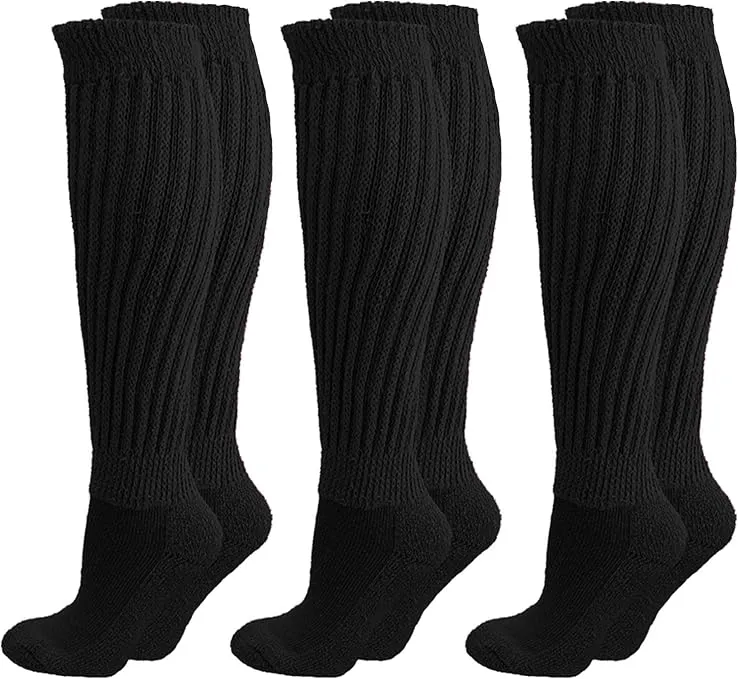 Luxury Divas All Cotton 3 Pack Extra Heavy Slouch Socks Made In USA