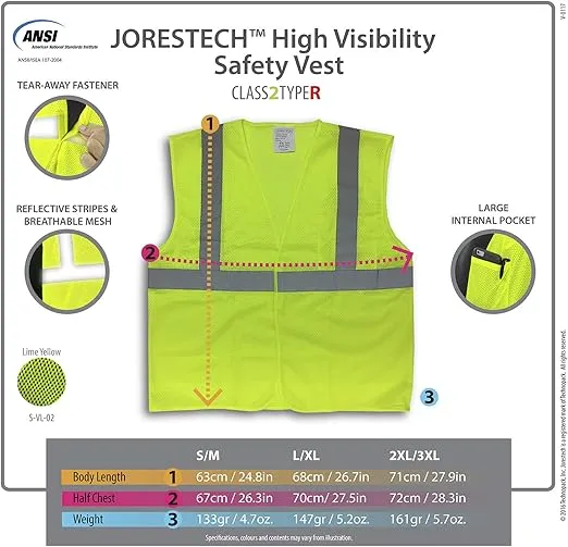 JORESTECH High Visibility Custom Heat Transfer Printed Reflective Safety Hi Vis Vest (Yellow)