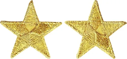 Gold 1" Star - 2 for The Price of ONE!! - Embroidered Iron on Patch