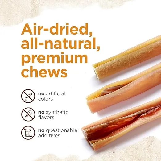 Natural Farm Bully Cheek Stick, 5-6 Inch (15 Pack)- Best Bully Stick Alternative, 100% Natural Beef Cheeks for Dogs- High Protein, Cleans Teeth Treats, Long Lasting Beef Chews for All Dog Sizes