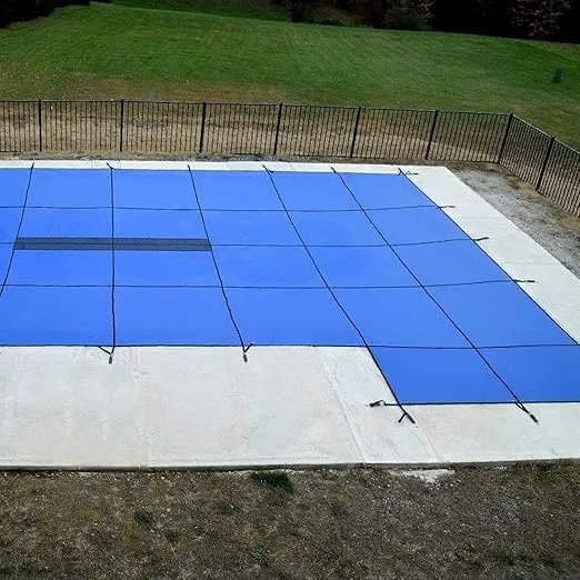 WaterWarden Inground Pool Solid Safety Cover 18’ x 36’ with Right End Step, 15-Year Warranty, UL Classified to ASTM F1346, Triple Stitched for MAX Strength, Abrasion Resistant, Hardware Included