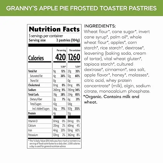 Nature's Path Organic Frosted Granny’s Apple Pie Toaster Pastries, 11 oz (Pack of 1), Non-GMO