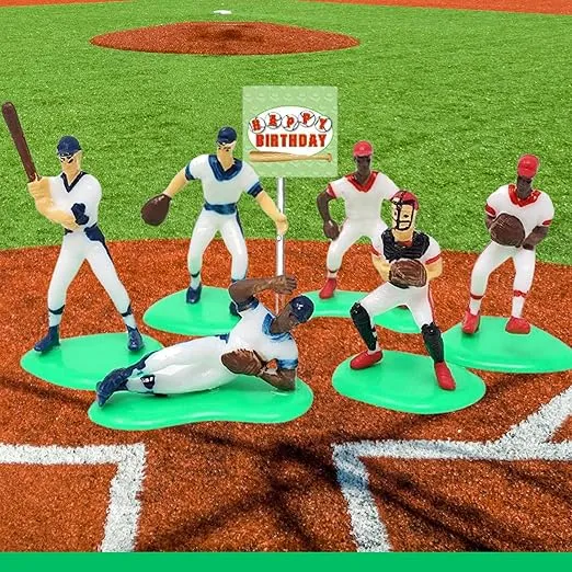 Cake Supply Shop 6 Pc. 2-1/2 Inch Baseball Players Cake Topper Set