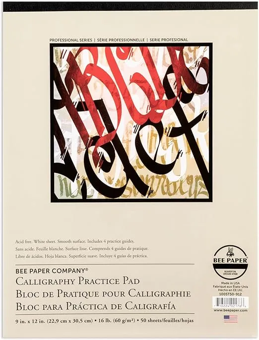 Bee Paper - 9"x 12" Calligraphy Practice Paper Pad, 50 Sheets