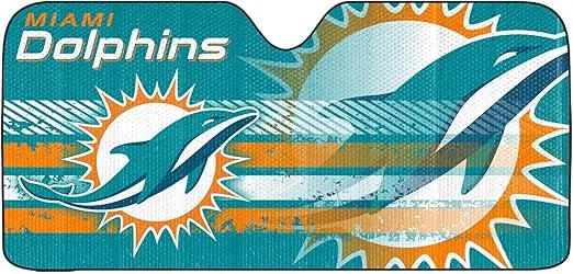 Fanmats NFL Windshield Sun Auto Shade, Sun Shield Sun Visor Accordion tri-fold for Storage 59" x 29.5", Colorful Team Design