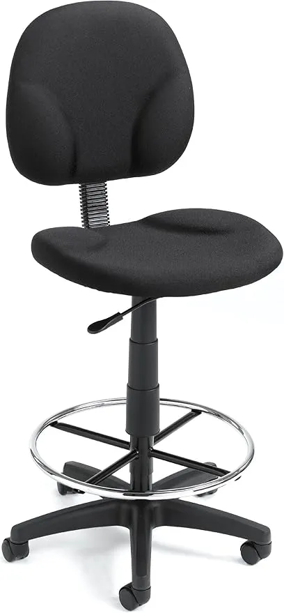 Boss Office Products Stand Up Fabric Drafting Stool without Arms in Black
