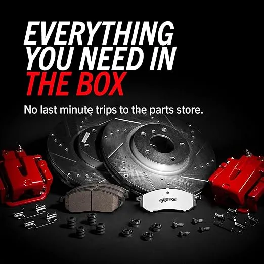 Power Stop KC2015-36 Front & Rear Z36 Truck and Tow Brake Pads and Drilled and Slotted Rotors Kit with Calipers For Cadillac Escalade Chevy Silverado 1500 Suburban 1500 Tahoe Sierra 1500 Yukon XL1500