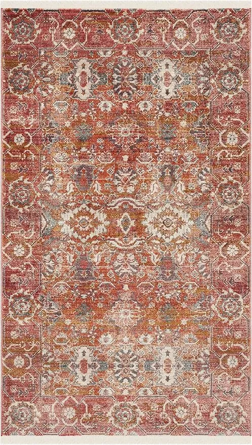 SAFAVIEH Persian Collection Area Rug - 9' x 11'7", Red & Orange, Distressed Design, Non-Shedding & Easy Care, Ideal for High Traffic Areas in Living Room, Bedroom (VTP471Q)