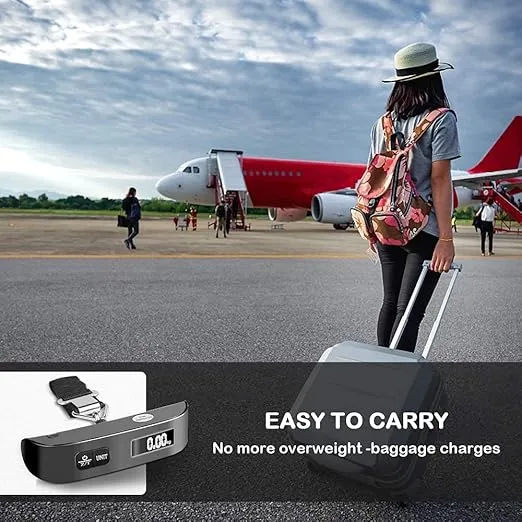 travel inspira Luggage Scale, Portable Digital Hanging Baggage Scale for Travel, Suitcase Weight Scale with Rubber Paint, 110 Pounds, Battery Included