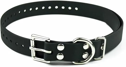 Educator Biothane Dog Collar, Waterproof, Odorproof, Metal Buckle and D Ring, Adjustable for Custom Fit, Cool and Comfortable, for Small, Medium, or Large Dogs, 1-Inch, Black