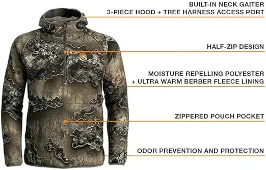 ScentLok BE:1 Ridge Half Zip Midweight Hoodie - Odor Controlling Camo Hunting Jacket