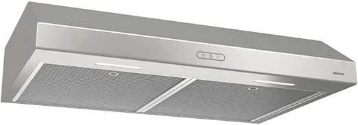 Broan-NuTone NuTone BCDF136SS Glacier Range Hood with Light Exhaust Fan for Under Cabinet, Stainless Steel, 36-Inch