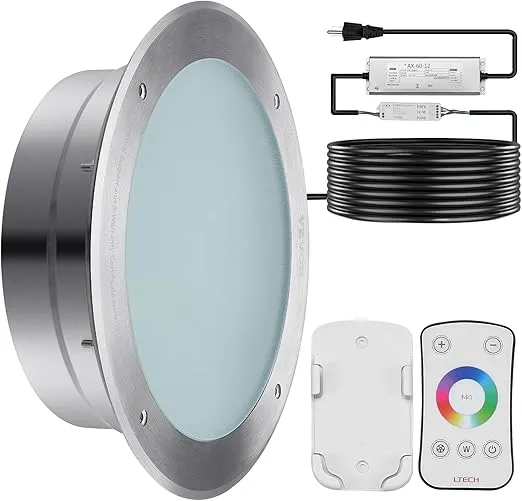 VEVOR 120V AC LED Pool Light, 10in 40W, RGBW Color Changing Inground Swimming Pool Spa Light Underwater, with 100 FT Cord Remote Control, Fit for 10 in Large Wet Niches, IP68 Waterproof
