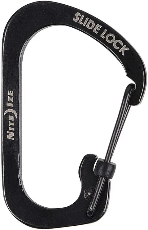 Locking Carabiner Clip, Black, 1-3/32 in
