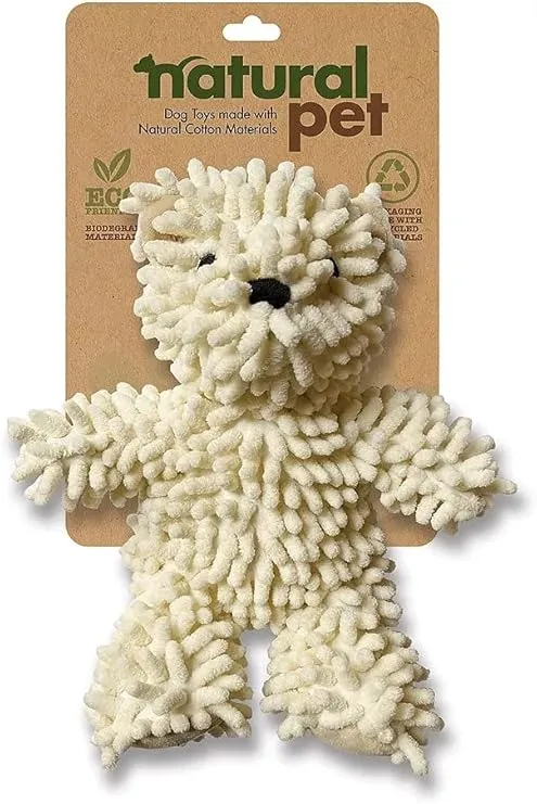 Nubz Bear Dog Toy Premium Natural Plush with Squeaker