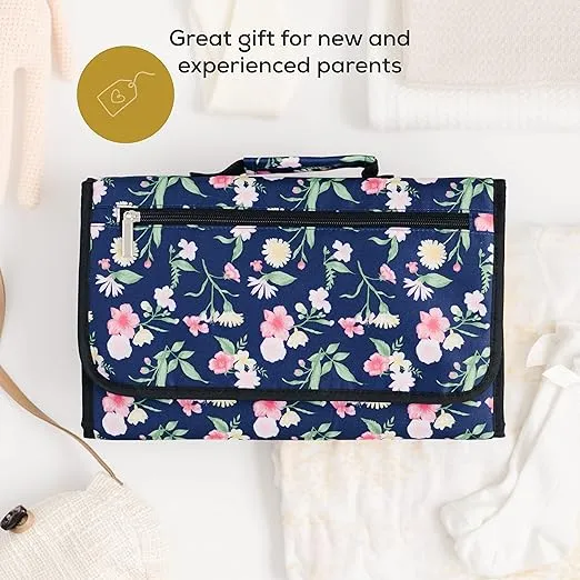 First Landings Portable Diaper Changing Pad - Convenient Travel Changing Pad and Wipe Holder - Portable Changing Pad - Navy