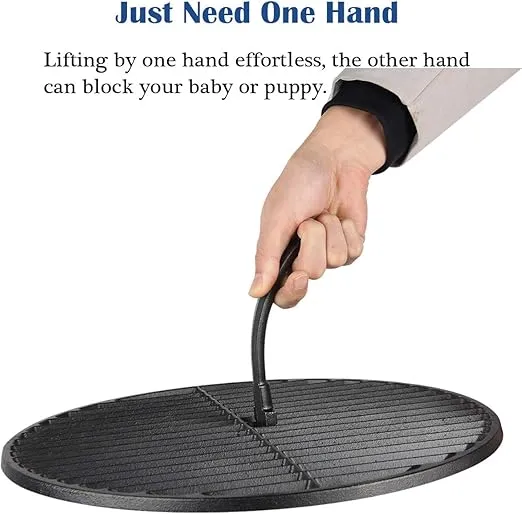 KAMaster Grill Grate Lifter Cast Iron Cooking Grid Lifter Kamado Grill Accessories for Big Green Egg,Primo Kamado Charcoal Grill Smoker Set for Moving Hot Plate