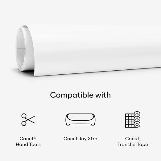 Cricut Joy Xtra Smart Removable Vinyl (9.5 in x 12 in), Temporary Vinyl for Craft & Décor, No Residue Easy Removable Smart Vinyl, White