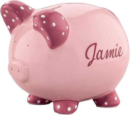Personalized Ceramic Kids Piggy Bank by Miles Kimball - Pink
