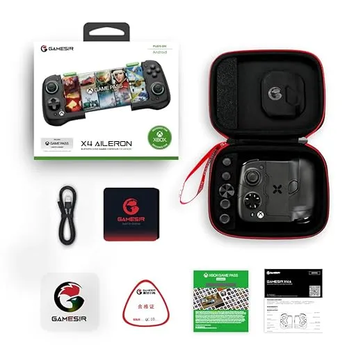 GameSir X4 Aileron Bluetooth Mobile Gaming Controller for Android with Hall Effect Joysticks - Split Design with Carrying Case - Play Diablo Immortal, Minecraft, Fortnite, Dead Trigger 2 & More