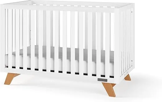 Child Craft SOHO 4-in-1 Convertible Crib, Baby Crib Converts to Day Bed, Toddler Bed and Full Size Bed, 3 Adjustable Mattress Positions, Non-Toxic, Baby Safe Finish (White/Natural)